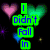 Green text 'I Didn't Fall In' on black background with pink and green hearts, pink 'Love!' text on heart pattern, and cyan 'He Tripped Me!!' text on white background with pink hearts.