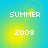 Pixelated text 'SUMMER' and '2008' on a gradient background with subtle circular patterns.