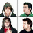 Pixelated of character portraits with overlaid text phrases, featuring two distinct figures in various poses and expressions