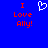 Blue background with red text "I Love Ally!" on both sides and a white pixelated heart symbol in the center.