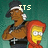 Pixelated cartoon characters with a green background, featuring text changes across frames.