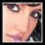 A pixelated contact sheet showing two frames of an animated buddy icon with a close-up face on the left and text + heart symbol on the right against black background.