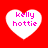 Four white heart-shaped icons with pink text "kelly hottie" on a red background, arranged in a