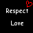 Red pixelated heart symbol above white text reading Respect and Love on black background.