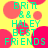 A static image with a bright yellow background featuring large pink circles and repeated cyan text reading "BRITT & HALEY BEST FRIENDS" in pixelated font.