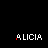 25 identical pixelated text icons displaying 'ALICIA' with rainbow-colored letter accents on a black background