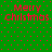 Green background with red dots and four instances of 'Merry Christmas' text in pixelated red font, arranged in a pattern