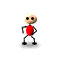 A pixelated character with a red torso, black limbs, and beige head performs sequential poses against white background.