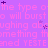 Animated purple background with repeating pink text and dark purple stars, featuring partial words like 'the type o', 'will bursto', 'abughing abauging', 'something thmething', and 'YESTEned' in a pixelated style.