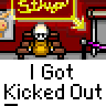 Animated contact sheet showing 12 frames of a pixel art character repeatedly sitting on a bench with
