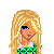 Pixel art contact sheet showing a blonde character in green checkered outfit with golf-themed elements and text "I love to GOLF !!!!!" on black background.