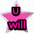 A static image with four distinct sections: pink star with 'U will', red star with 'always be my', yellow text on blue background, and empty gray area.