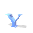Blue 3D letter Y with gray shadow, animated through multiple poses including upright, tilted, and rotated views.