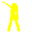 Silhouetted figures in yellow, green, blue, and red perform various poses against a gray background.