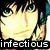 Pixelated image of a person with light skin and dark hair holding a large yellow object, with the word 'infectious' in white text on black background at bottom.