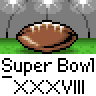 Animated contact sheet showing multiple frames of a Super Bowl-themed buddy icon with footballs, hands, and Roman numerals.