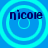 Four identical blue circular icons with cyan concentric rings and dark blue text reading 'nicole' on a solid blue background.