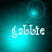 Pixelated teal and black background with white text 'gabble' in four quadrants, each showing different light effects.