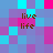 Pixelated of cyan, purple, and magenta squares with four instances of brown text reading 'live life' in different positions