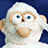 Static 48x48 pixel buddy icon depicting a cartoon monkey with white fur, blue eyes, and brown facial features against a dark blue background.