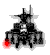 Animated black-and-white aircraft icon with red glowing elements cycling through six frames in a contact sheet layout.