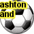 Six soccer balls arranged in a with overlaid text labels: 'ashton and' (yellow), 'murray' (green), 'love' (blue), and 'soccer' (pink)