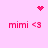 Pink background with four 'mimi <3' text blocks and two pixelated heart symbols, one at top center and one below the middle