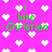 Pixelated green text 'i love Christian' on bright pink background with scattered white heart shapes.