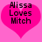 Two identical pink heart-shaped icons with black text reading 'Alissa Loves Mitch' on a solid pink background.