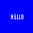 Four quadrants display the word HELLO in white pixelated text on solid blue, purple, red, and dark purple backgrounds.