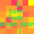 Pixelated of orange and yellow squares with green text repeating 'I Love Dude & bob dean' in two vertical