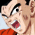 Pixelated anime-style character with open mouth and furrowed brows on left, green background with pixelated text 'Original Icons .com' on right.