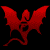 pixelated bat-like creatures with orange-red gradient wings and tails, arranged in four against a black background, with text at the bottom