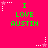 Bright pink background with green text reading "I LOVE AUSTIN" and white star-shaped pixel art elements scattered around.