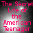 The Secret Life of the American Teenager text in bright pink pixelated font on a gray gradient background with white light spots.
