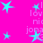 Bright pink background with cyan star shapes and faint repeated text fragments including 'lov', 'nic', 'jona' in light purple.