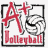 A static pixelated icon features a red 'A+' symbol, a grayscale volleyball graphic, and the word 'Volleyball' in red text within a black border.
