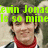 A person with brown hair and a red turtleneck shirt appears in four , each displaying different green pixelated text overlays