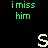 Animated contact sheet showing sequential frames of a pixelated text animation with green and beige text on black background, displaying "i miss him" repeated in smaller font above larger evolving text that reads "so much" across multiple frames.