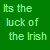 Pixel art contact sheet showing multiple frames of an animated Irish-themed buddy icon with a female character in green and beige attire against a solid teal background.