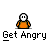 Animated contact sheet of a pixelated orange character with white head performing various angry expressions and actions across 15 frames, including text bubbles and motion effects.