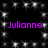 Black background with white star-like sparkles and four instances of purple text reading "Julianne" arranged in two