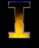Animated sequence of a stylized 'I' character with gradient fill transitioning between three states on black background.