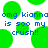 Green circular shapes overlay blue text reading 'omg kianna omg kianna is soo my crush!!' on a white background.