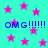 Cyan background with pink stars and blue text reading "OMG!!!!!" repeated across the image.