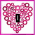 A heart-shaped arrangement of pink and white interlocking rings with changing text overlays on a white background.