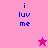 Pixelated icon with blue text 'i luv me' on pink background, featuring a star symbol that changes color between light and dark pink across frames.