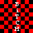 Red and black checkered background with vertical text reading "Bitch" on both sides, featuring pixelated animation effects.