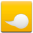 Yellow square icon with white speech bubble shape on lower right, pixelated edges, gray border, no visible text or animation.