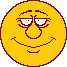 A 5x5 contact sheet of yellow cartoon faces with purple outlines showing sequential animation frames from an AIM buddy icon, displaying variations in mouth shape and eye expression across sampled frames.